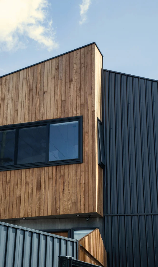 Modern wood and metal building exterior